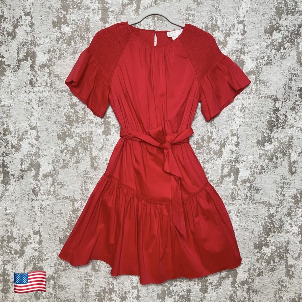 Rachel Parcell Tiered Skirt Mini Dress in Red